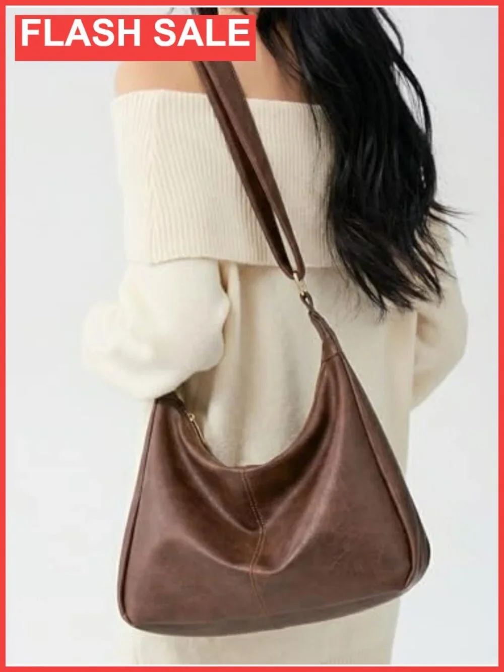 Soft Vegan PU Leather Hobo Shoulder Bag Everyday Purse